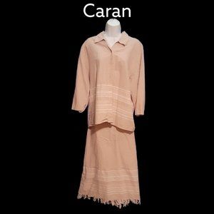 Caran Beige Linen 2 pc Shirt and Skirt